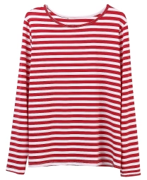 Women Red White Striped Long Sleeve T Shirt Bangladesh
